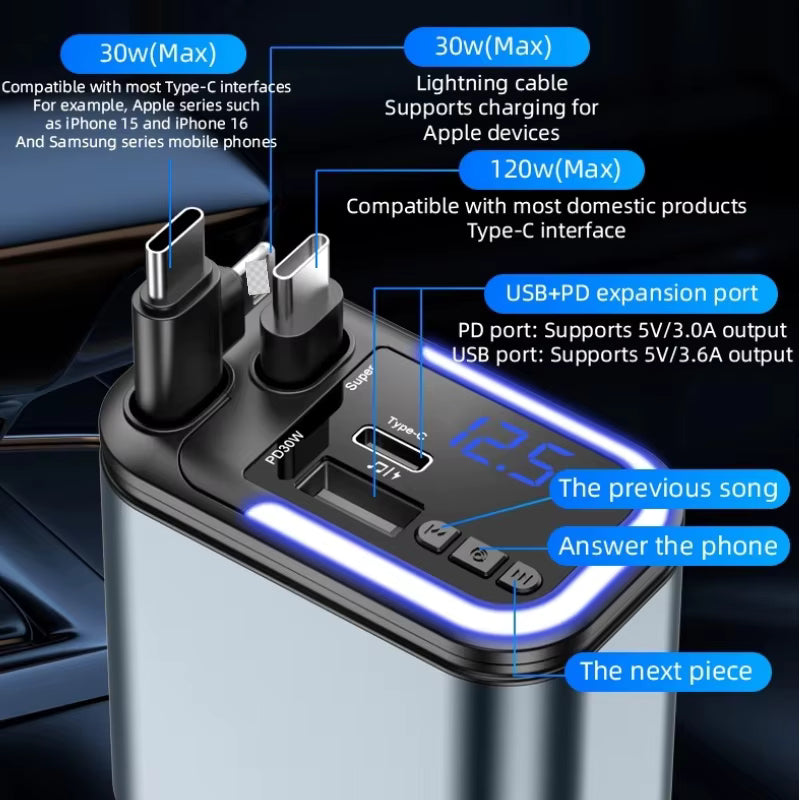 ProAutoDevice™ 5 in 1 Bluetooth Car Charger